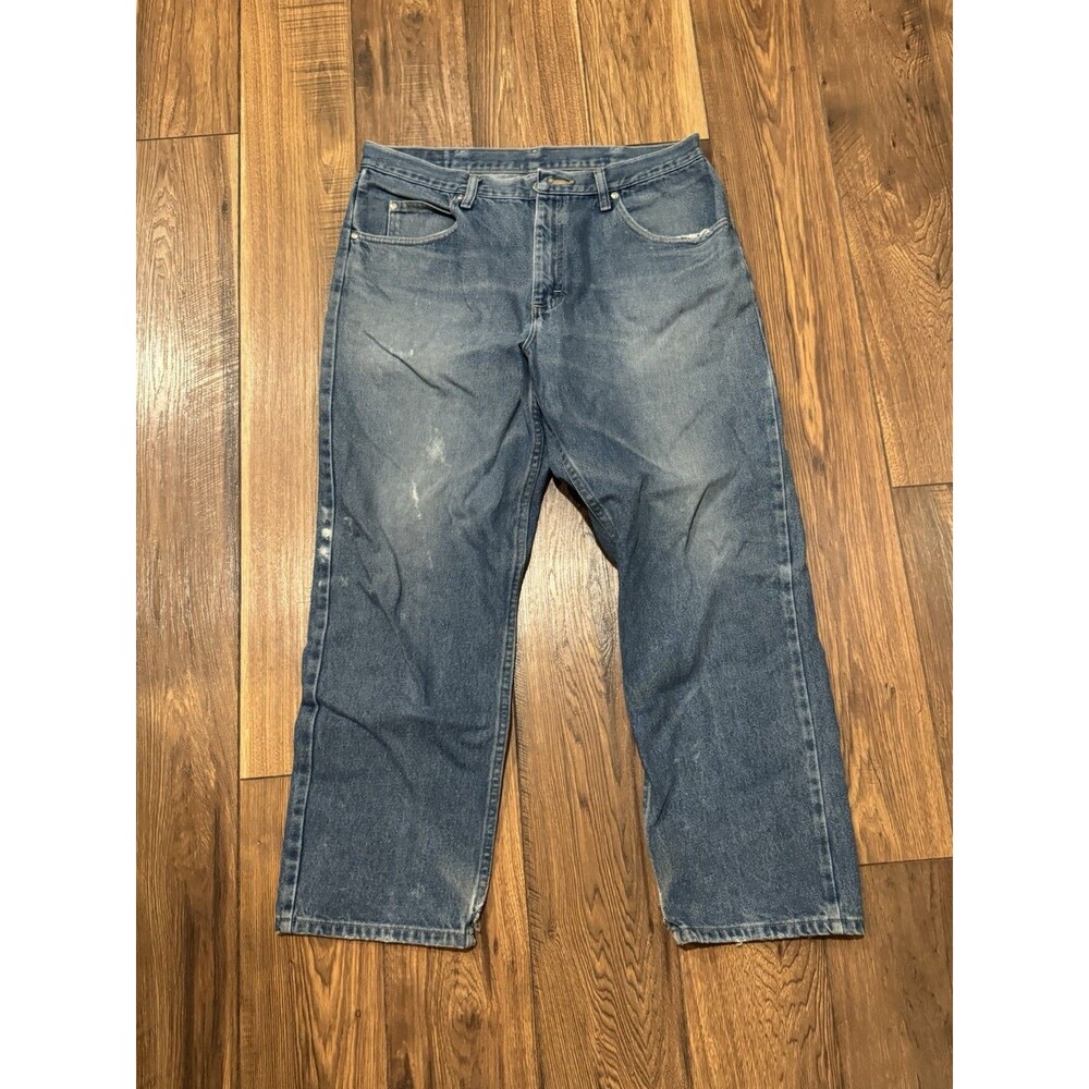 Wrangler 36x29 Relaxed Fit Blue Jeans Classic Faded Denim Work Pants Carhartt